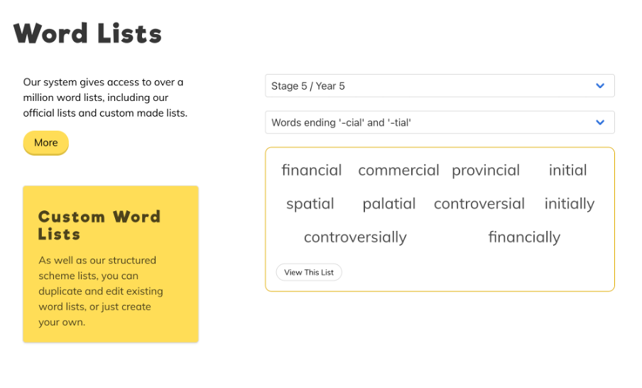 stage 5 word list example